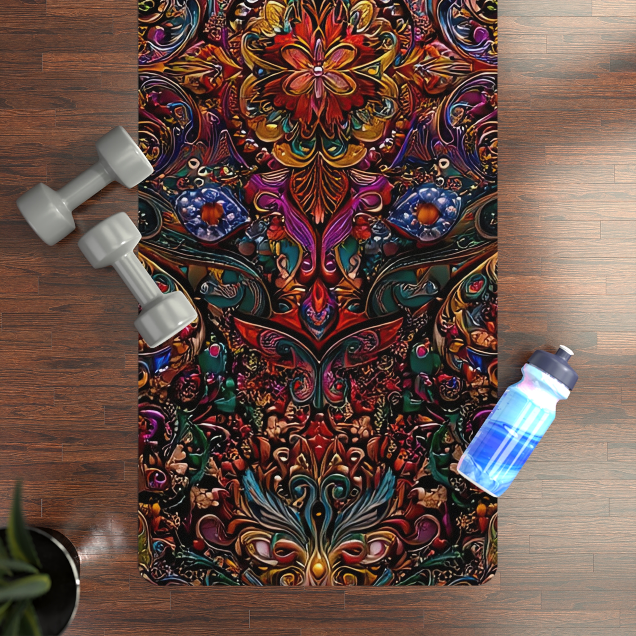 Vibrant Rubber Yoga Mat - Colorful Mandala Design for Home & Studio - Image 4