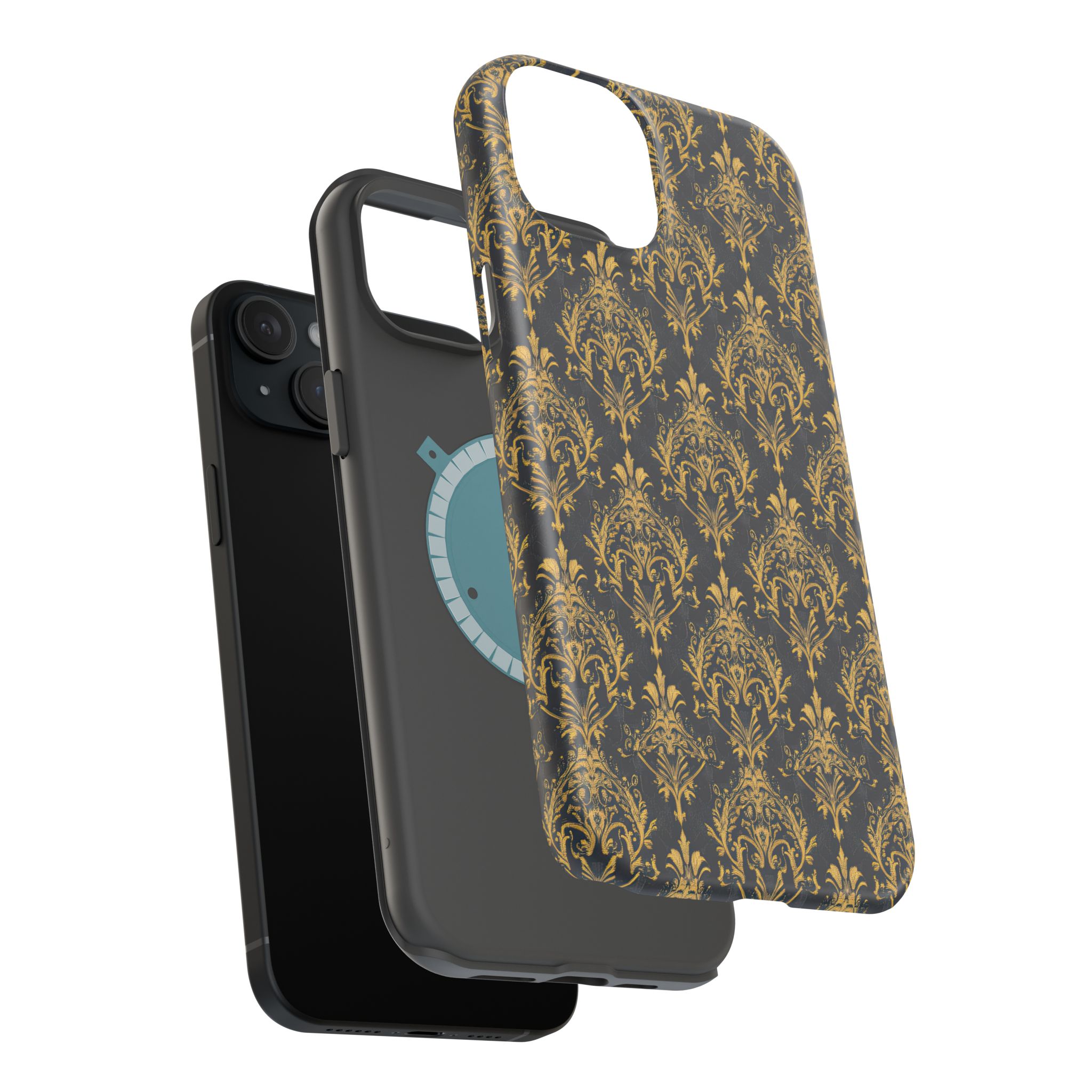 Elegant Gold Floral Magnetic Tough Case - Stylish Protection for Your Phone - Image 92