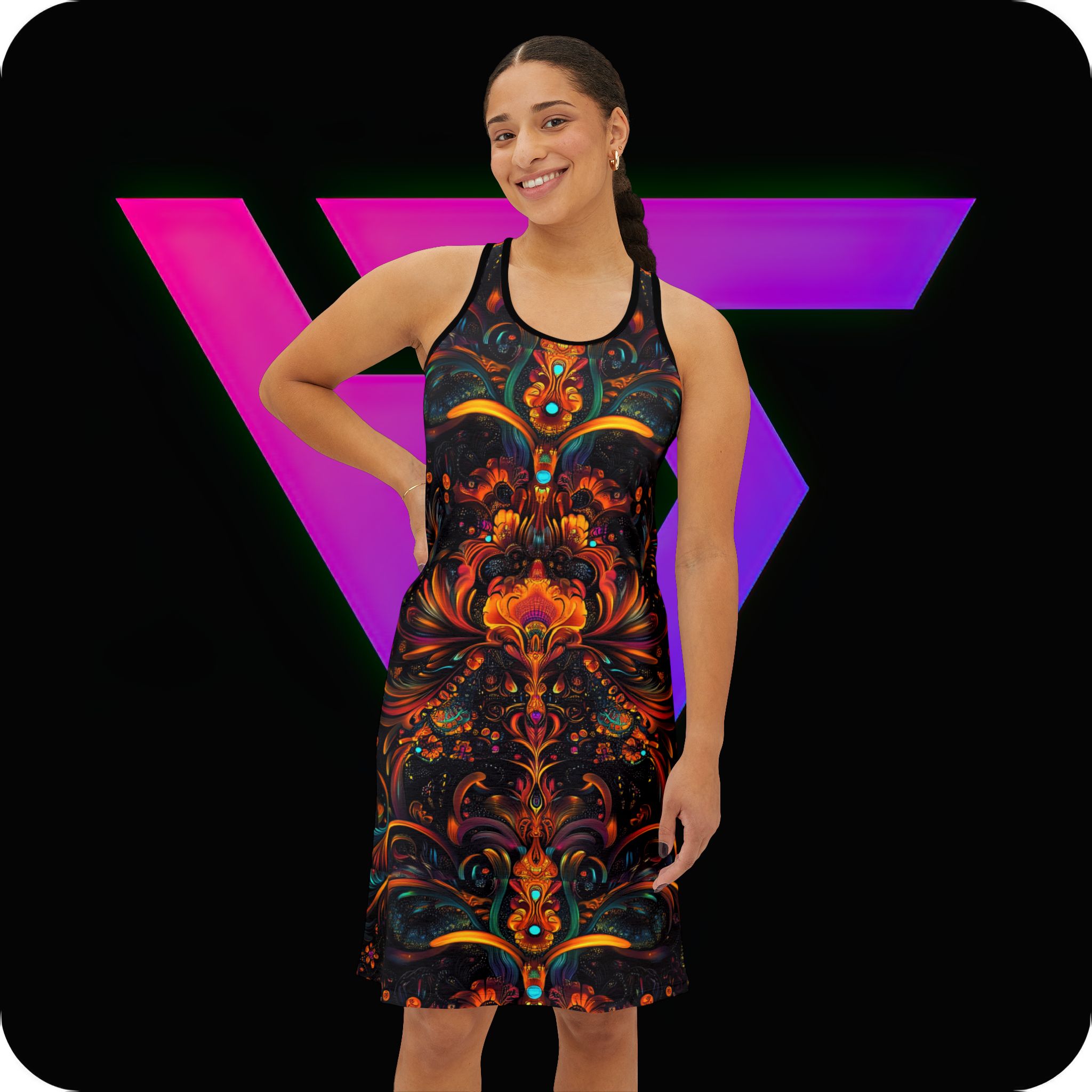 Bohemian Floral Women's Racerback Dress - Vibrant Pattern for Summer Style - Image 4