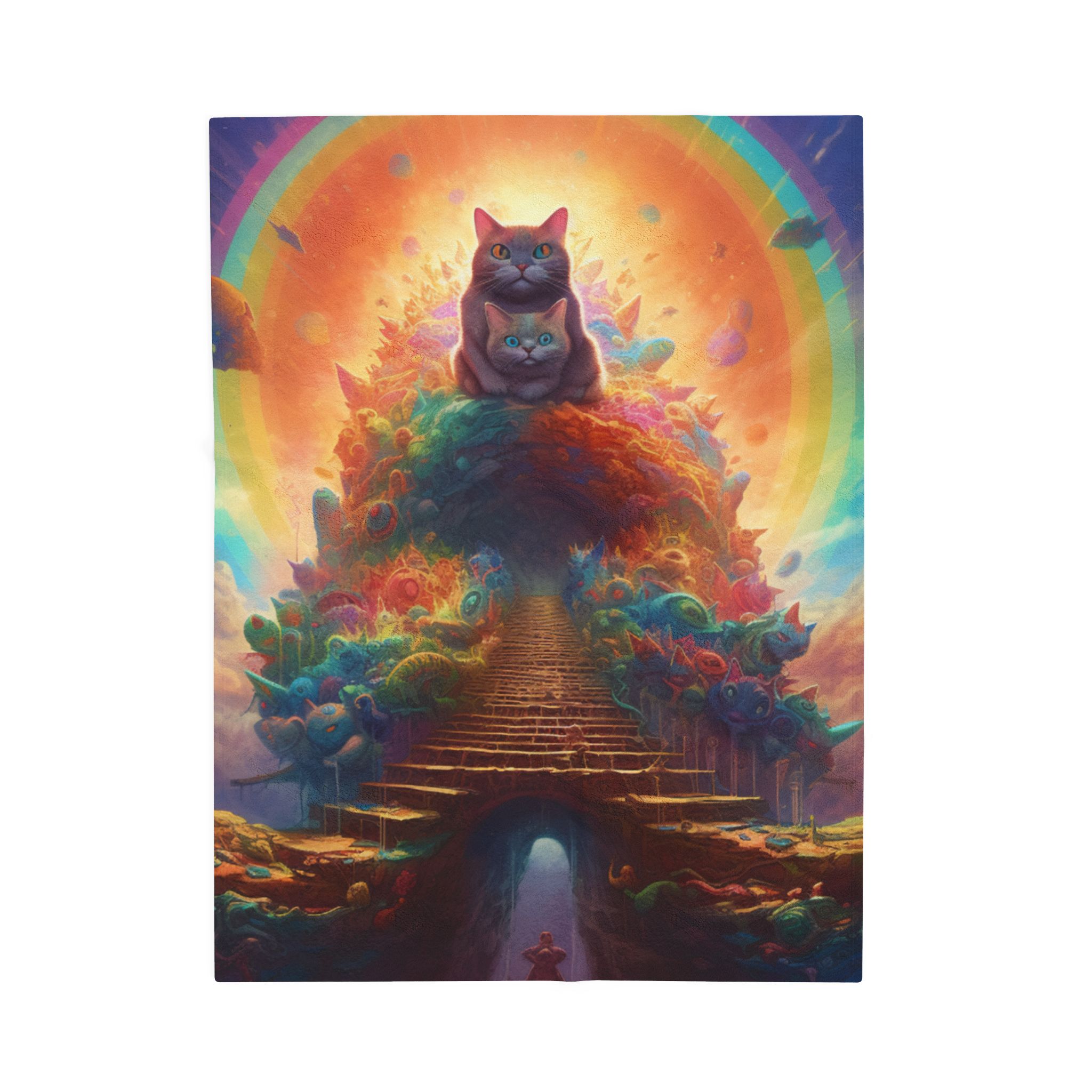 Cute Kitty Kingdom Velveteen Plush Blanket House of Trippers