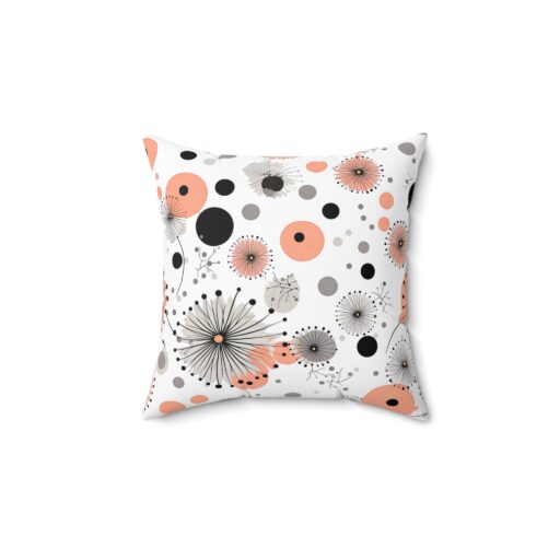 Vintage Grapefruit Colored Polka Dot Spun Polyester Square Pillow