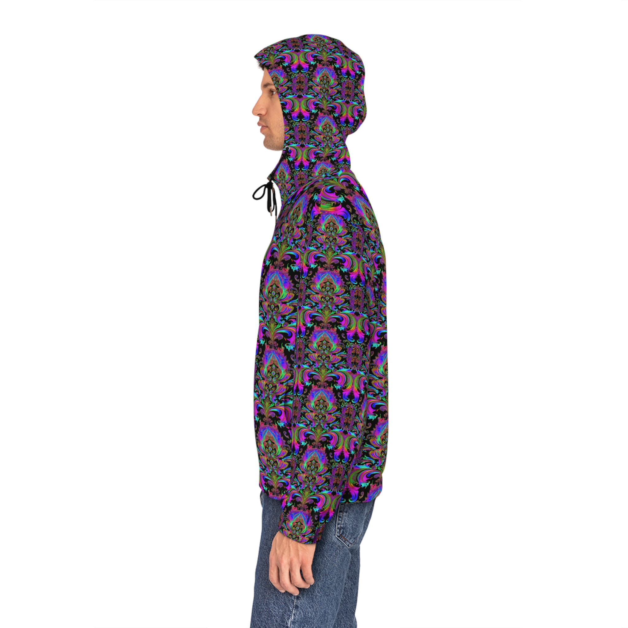 Vibrant Full-Zip Hoodie for Men - Colorful Abstract Pattern - Image 6