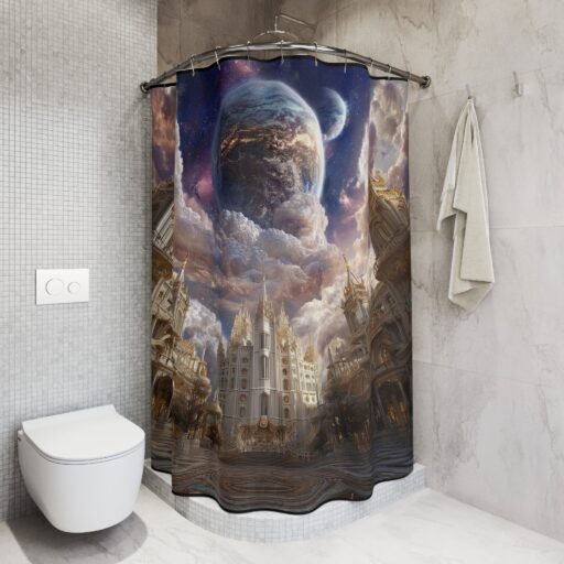Fantasy Galaxy Shower Curtain - Dreamy Space Landscape