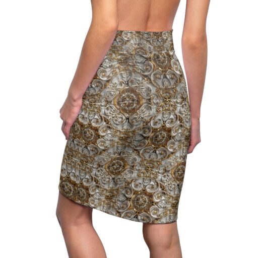 Elegant White and Gold Women's Pencil Skirt