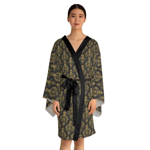 Elegant Floral Long Sleeve Kimono Robe | Luxurious Loungewear