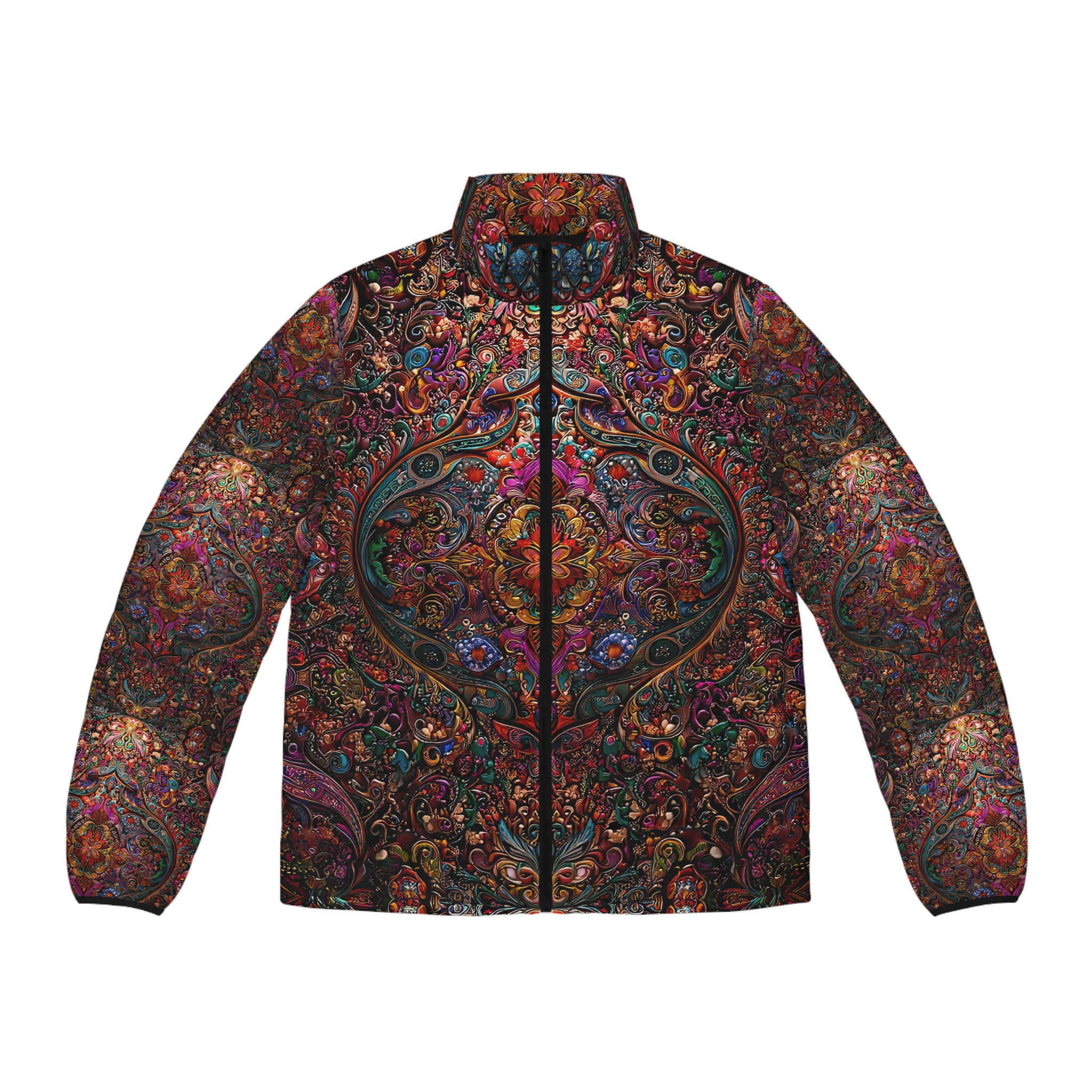 Bohemian Pattern Men's Puffer Jacket - Stylish & Warm Outerwear - Image 2