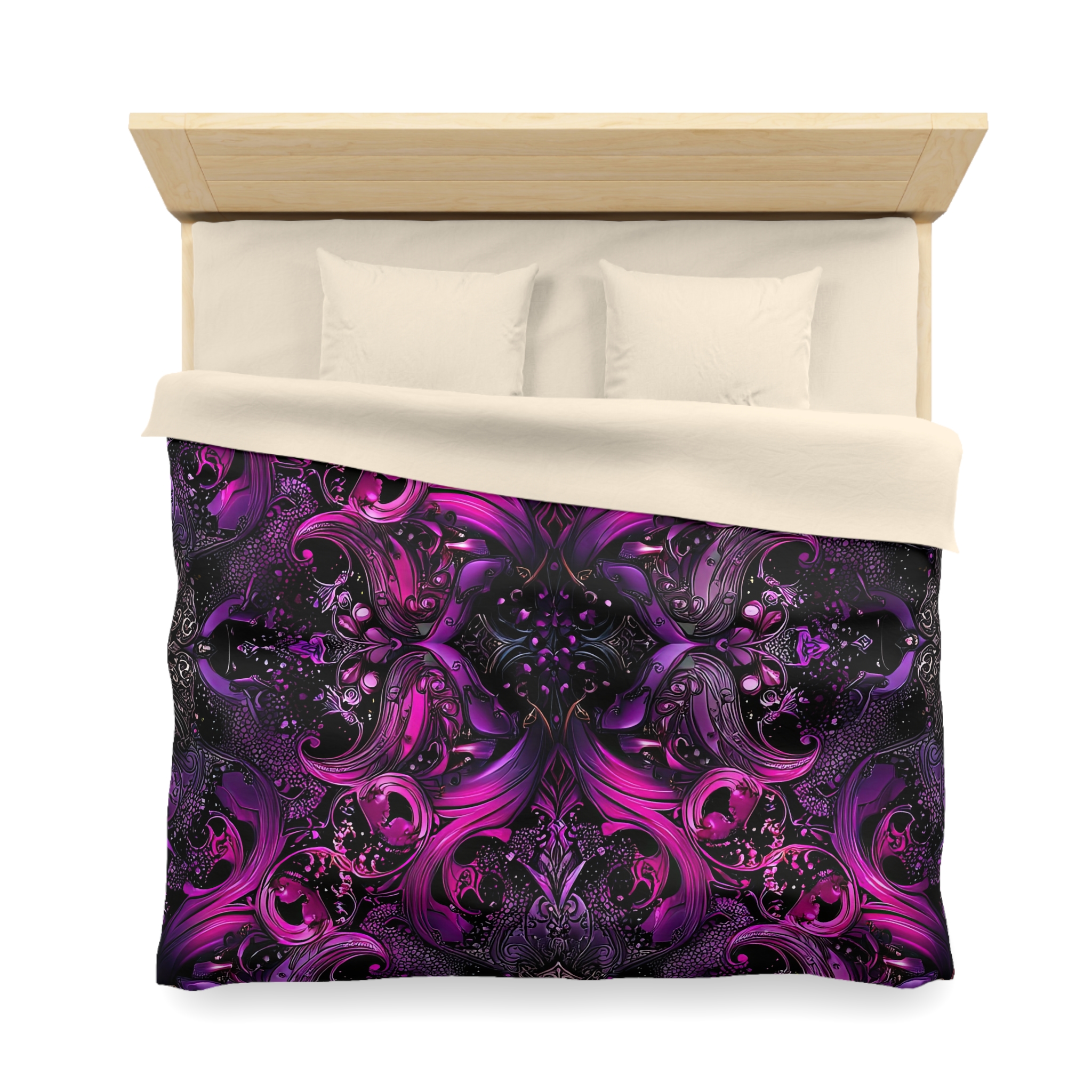 Vibrant Purple Swirl Microfiber Duvet Cover - Luxurious Bedding for a Cozy Home