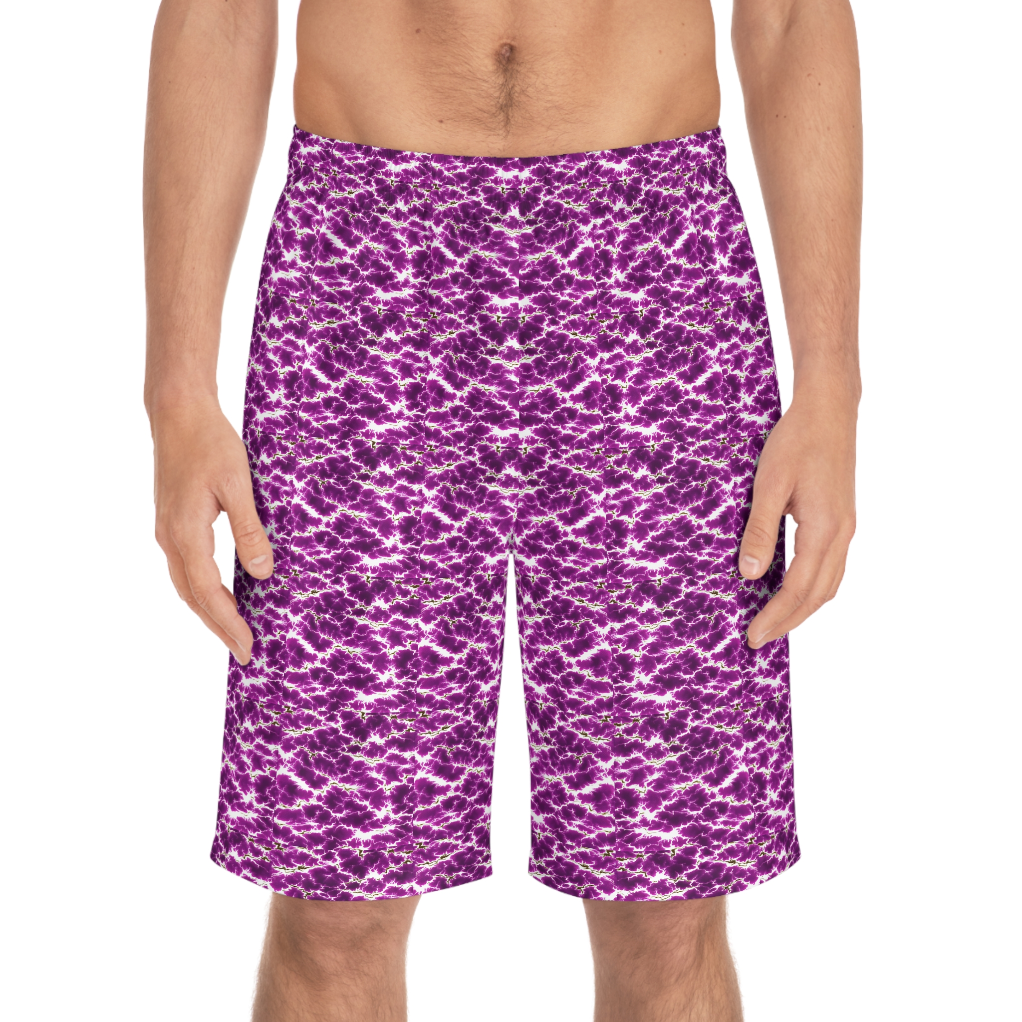 Vibrant Purple Tie-Dye Men's Board Shorts for Summer Adventures
